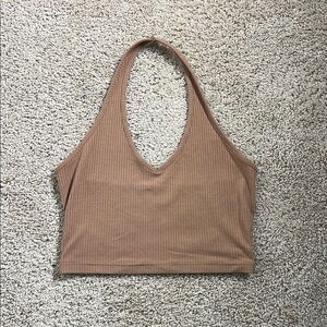 Brown Ribbed Halter Top